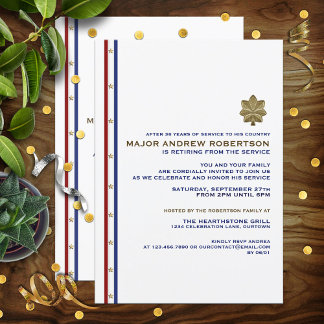 Convite de festas de aposentadoria militar
