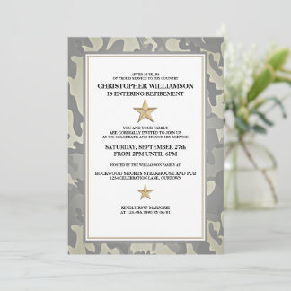 Convite de festas de aposentadoria militar