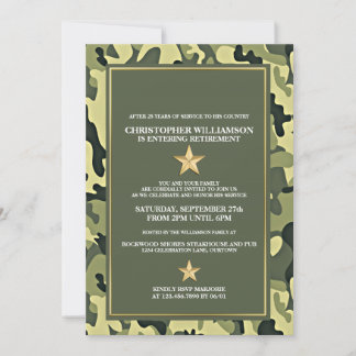 Convite de festas de aposentadoria militar