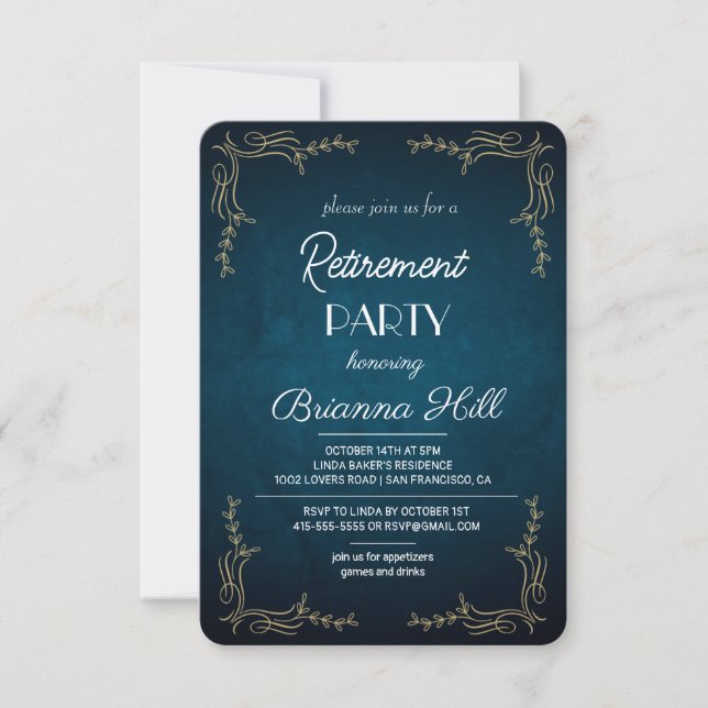 Convite de festas de aposentadoria personalizada e (Frente)