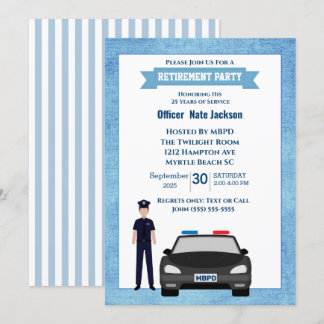 Convite de festas de aposentadoria policial
