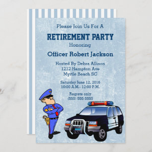 Convite de festas de aposentadoria policial