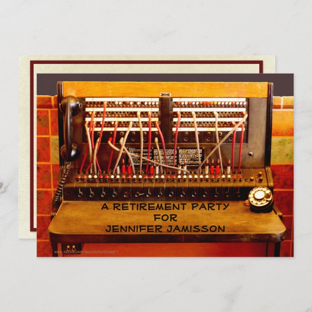 Convite de festas de aposentadoria, quadro de comu (Frente/Verso)