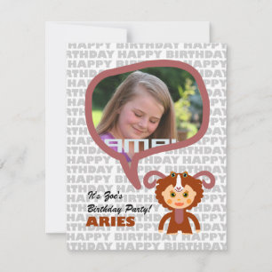 Convite de festas de Aries Kids com foto