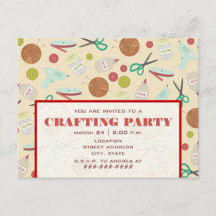 Convite de festas de artesanato inspirado na Retro