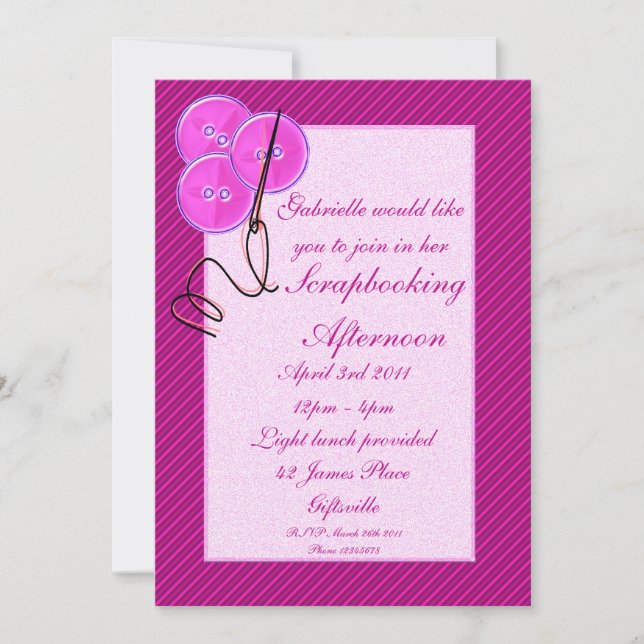 Convite de festas de Artesanato/Scrapbooking (Frente)