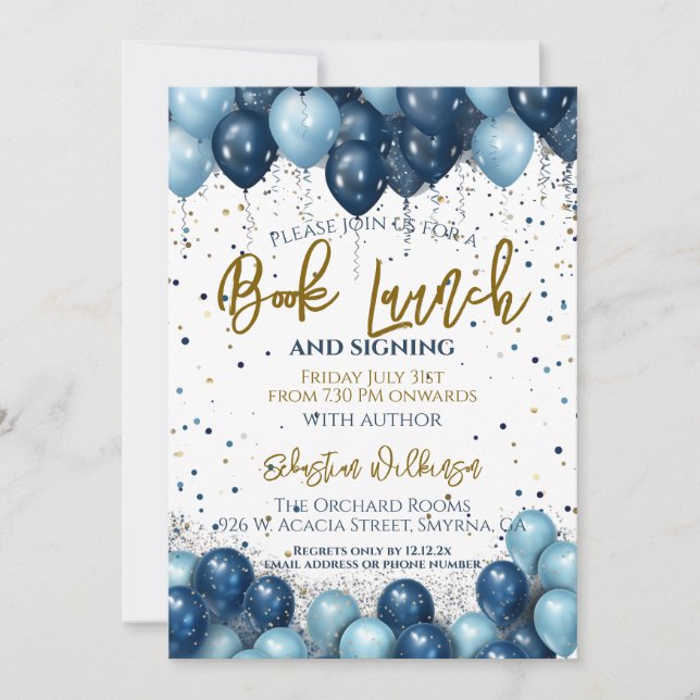 Convite de festas de Assinatura de Lançamento de L (Frente)