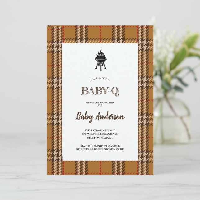 Convite de festas DE BABYSHOWER DE CHURRASCO ROWN (Em pé/Frente)