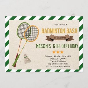 convite de festas de badminton bonito