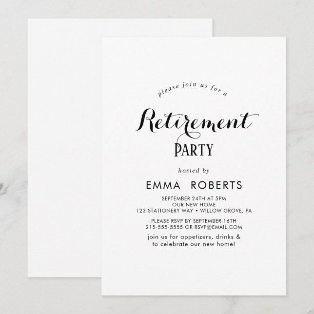 Convite de festas de Baixa de Script Moderno (Frente/Verso)