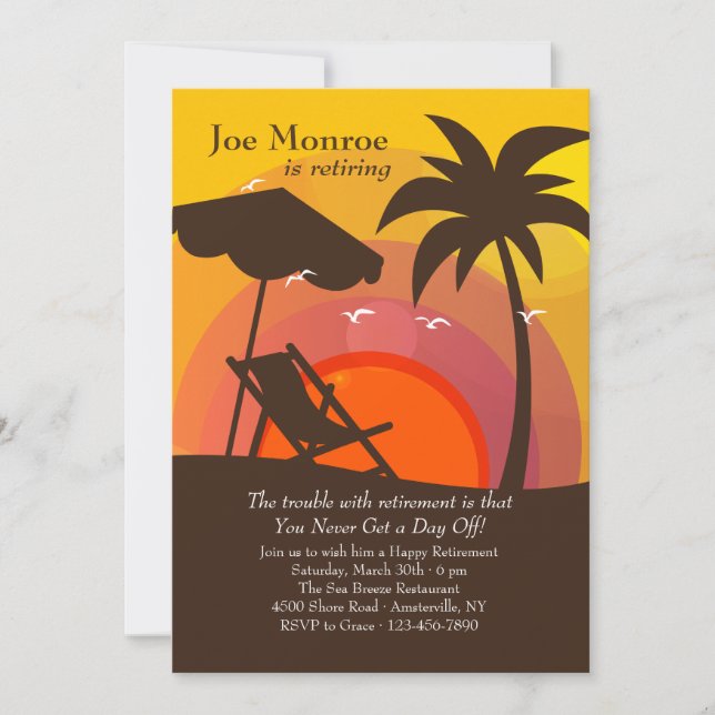 Convite de festas de Baixa Glória Sunset (Frente)