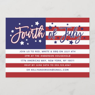 Convite de festas de Bandeira Americano em 4 de ju
