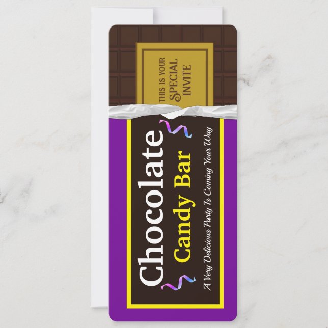 Convite de festas de Bar de chocolate personalizad (Frente)