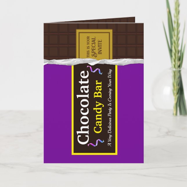 Convite de festas de Bar de chocolate personalizad (Frente)