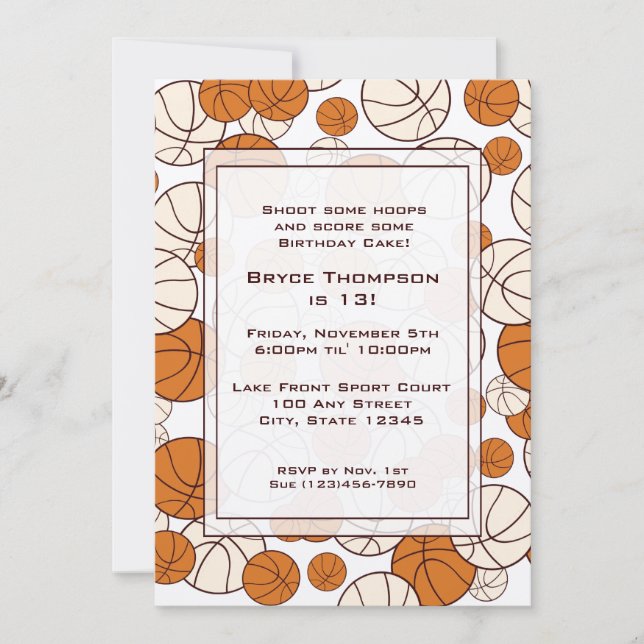 Convite de festas de basquete (Frente)