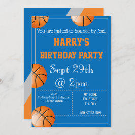 Convite de festas de basquete editável
