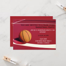 Convite de festas de basquetebol da corte vermelha