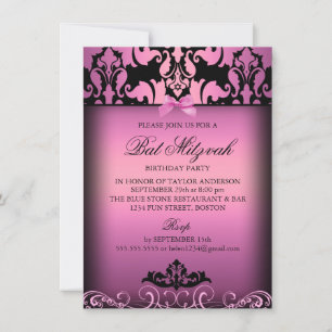 Convite de festas de Bat Mitzvah, Elegante Rosa