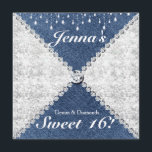 Convite de festas de Bling da sarja de Nimes & da<br><div class="desc">Convite de festas de Bling da sarja de Nimes & da faísca dos diamantes. Personalize a parte dianteira e a parte traseira para todo o evento.</div>