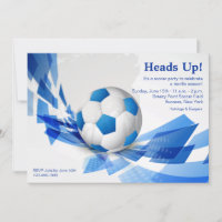 Convite de festas de bola de futebol azul