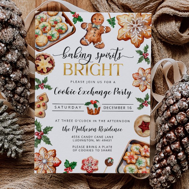 Convite de festas de Bolachas de Natal (Christmas Cookie Exchange Party Invitation
)