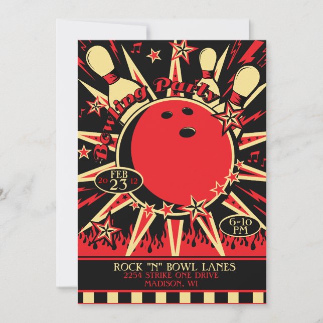 Convite de festas de Boliche (Frente)