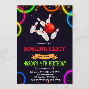 convite de festas de boliche brilhante