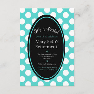 Convite de festas de Bolinhas Teal Personalizado