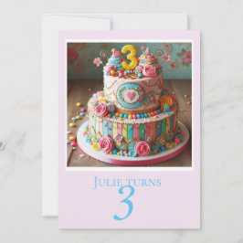 CONVITE DE FESTAS DE BOLO aniversário de 3 anos