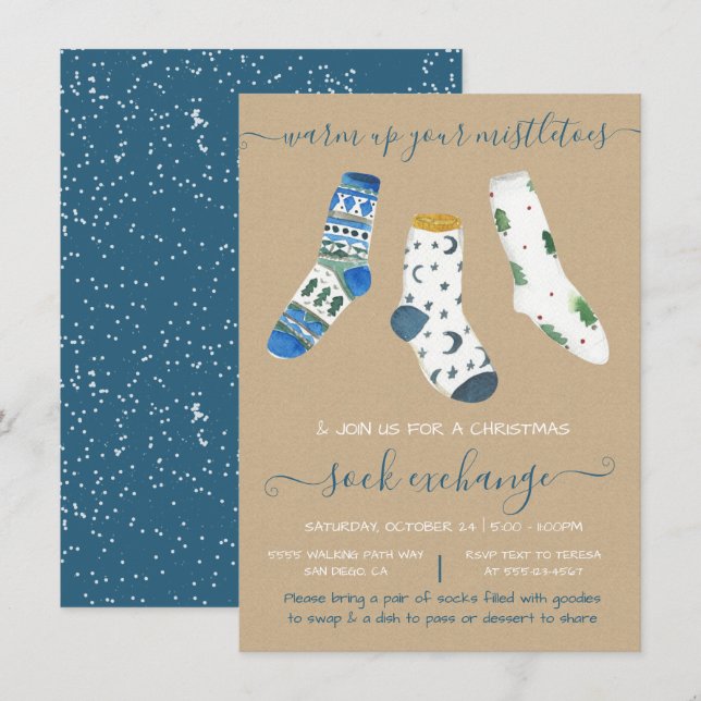 Convite de festas de Bolsa de Natal (Frente/Verso)