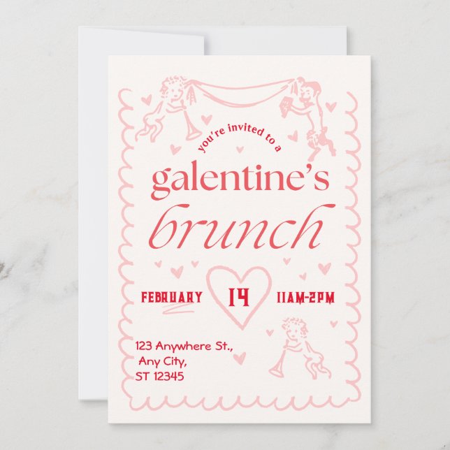 convite de festas de brunch de galentinas (Frente)
