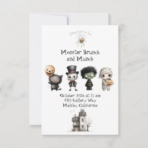 Convite de festas de Brunch e Munch Monster Bonito