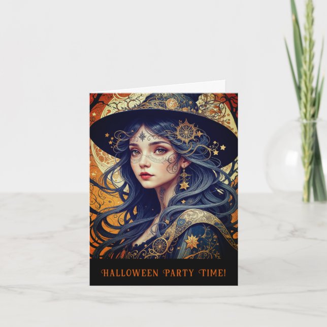 Convite de festas de Bruxas Tatuadas do Tema Hallo (Frente)