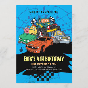 convite de festas de carro, convite de aniversário