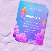 Convite de festas de cavalo marinho Colorido