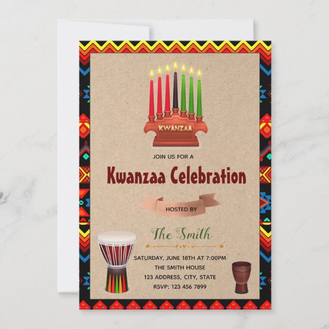 convite de festas de celebração de Kwanzaa (Frente)