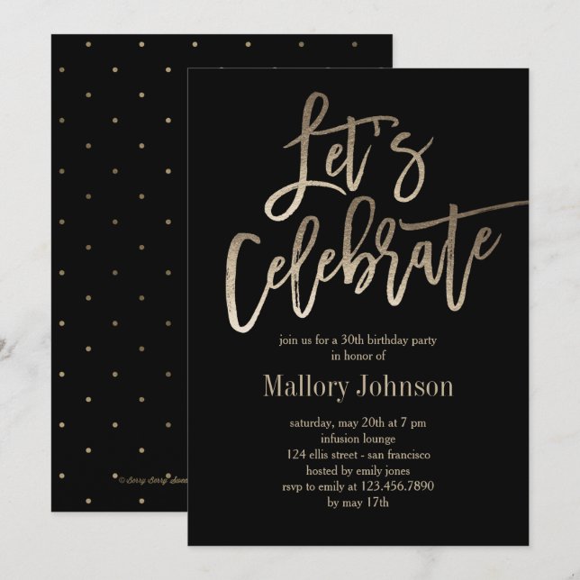 Convite de festas de Celebração do Vamos Glimmer B (Frente/Verso)