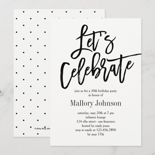 Convite de festas de Celebração do Vamos Glimmer B (Frente/Verso)