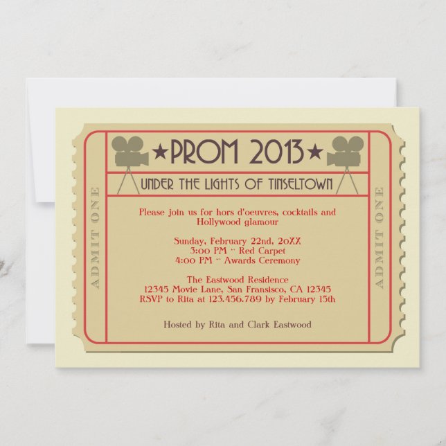 Convite de festas de Cerimônia de Prêmios de Tíque (Frente)