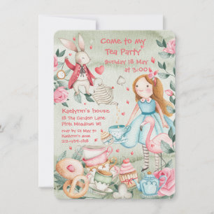 Convite de festas de chá da moça