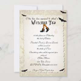 Convite de festas de chá das bruxas do Halloween