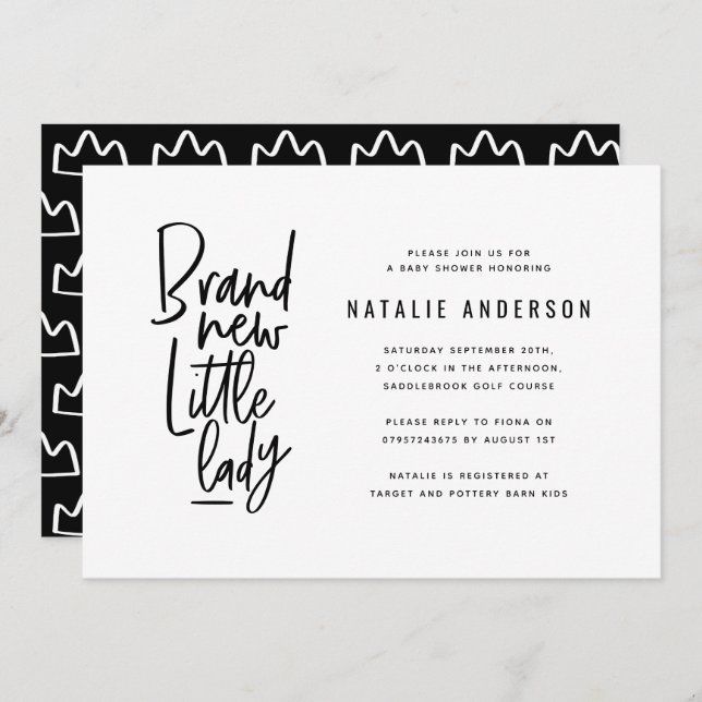 Convite de festas de chá de bebê moderno (Frente/Verso)