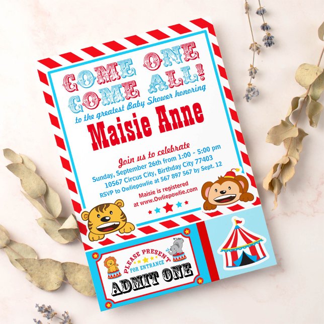 Convite de festas de Chá de fraldas de Carnaval (Criador carregado)