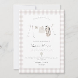 Convite de festas de chá de fraldas de Golfe bege