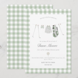 Convite de festas de chá de fraldas de Golfe verde