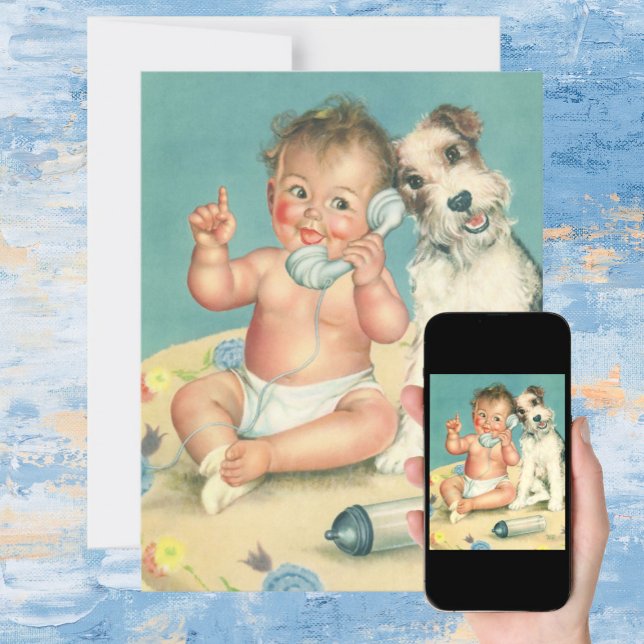 Convite de festas de Chá de fraldas de Puppy Cute  (Criador carregado)