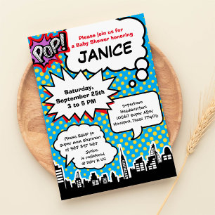 Convite de festas de Chá de fraldas de super-her