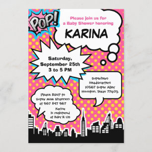 Convite de festas de Chá de fraldas de super-her