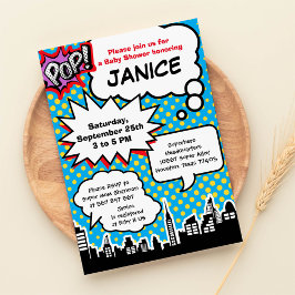 Convite de festas de Chá de fraldas super-herói