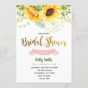 Convite de festas de chá de panela de girassol